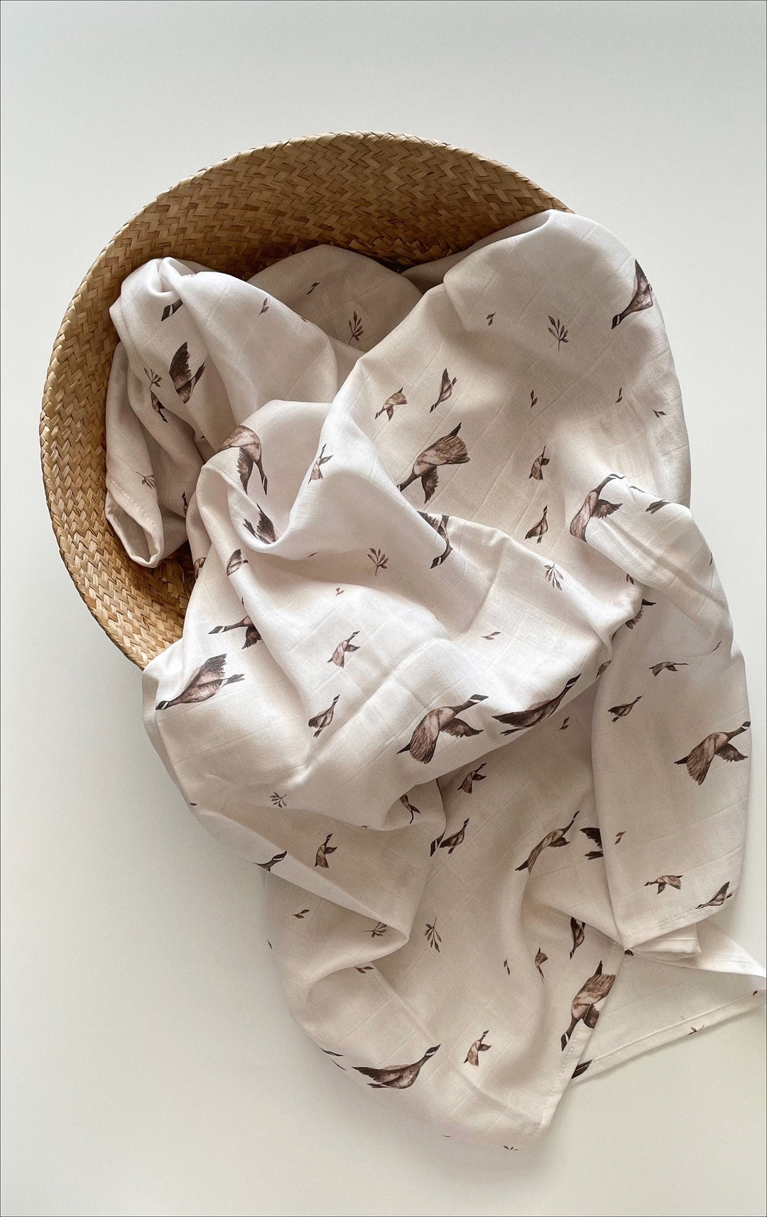 Goose Muslin Swaddle, Xlarge Organic Muslin Swaddle, Baby 2 Layer