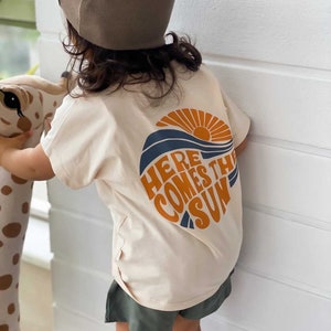 Here Comes The Sun Tshirt, Retro Printed Tee, Organic Tshirt Children T-shirt, Sun Oversize Tshirt