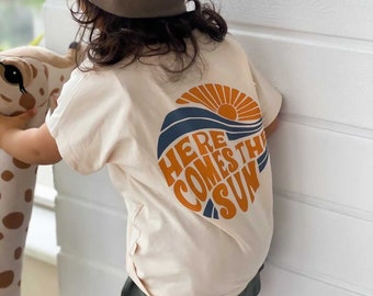 Here Comes The Sun Tshirt, Retro Printed Tee, Organic Tshirt Children T-shirt, Sun Oversize Tshirt