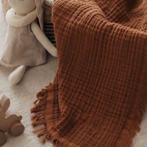 Brown Muslin Blanket, Soft Muslin Blanket, Swaddle Blanket, 4 Layered Muslin, Cotton Muslin Blanket, Gift Baby Blanket, Baby Muslin Blanket