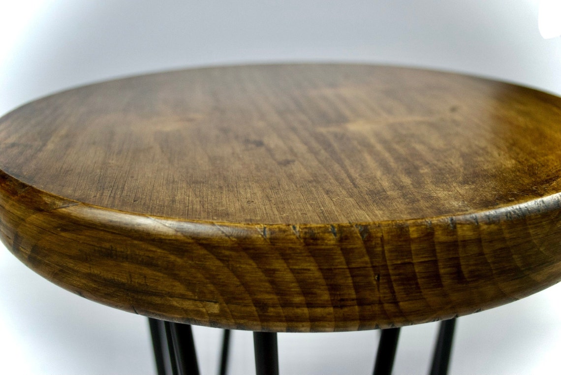 Mesa auxiliar redonda rústica/Mesa circular de lámparas | Etsy