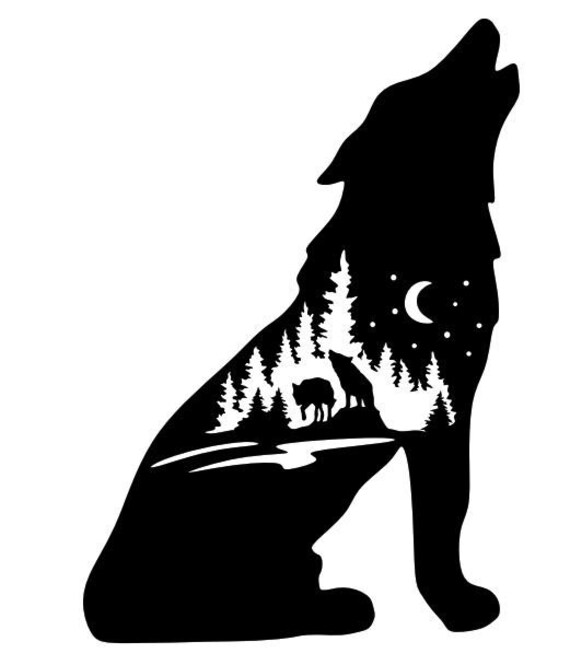 Laser cut Wolf with outdoor scene Etsy