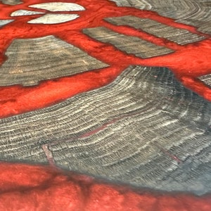 Coffee table made from a bog oak cookie slab and blood-red epoxy resin - 54 cm diameter - Swiss Made