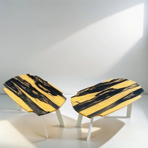 Black & White Ebony Coffee Tables - 2x 61 x 32 cm - Swiss Made