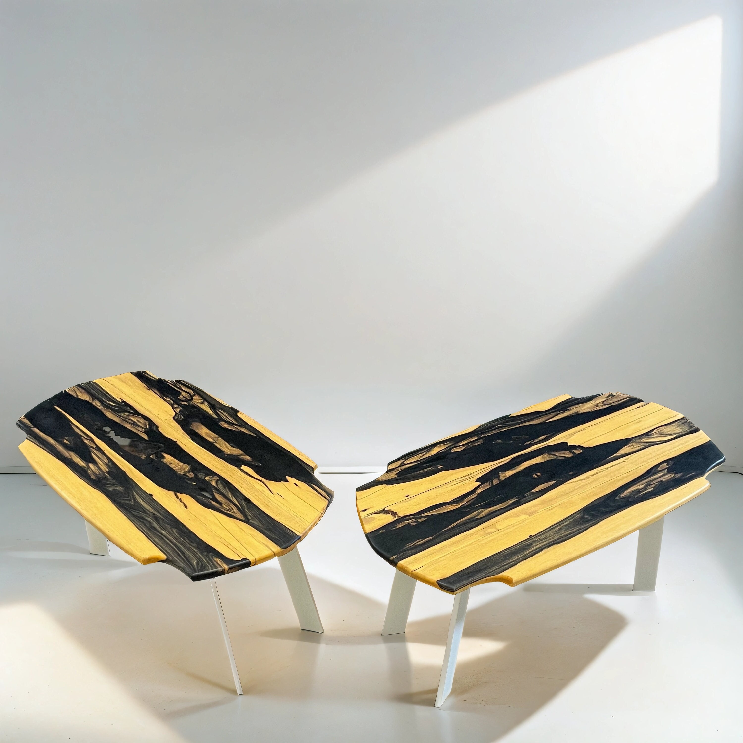 Black & White Ebony Coffee Tables - 2x 61 x 32 cm - Swiss Made
