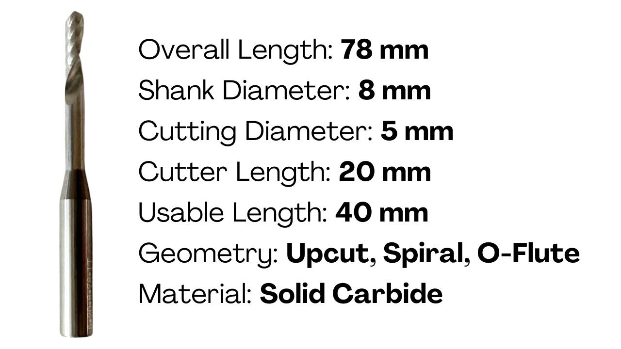 5mm Up-spiral O-flute Router Bit: 40mm Cut, Shaper Origin Compatible - Etsy