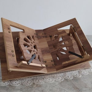 Opvouwbare houten koranhouder, koranleestafel, boekenleesstandaard, houten laptopbureau, islamitisch huiscadeau, cadeau voor moslim, houten lessenaar
