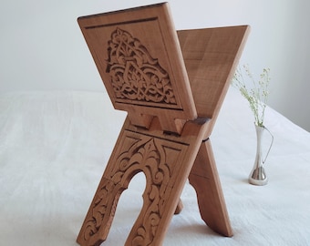 Carved Wooden Lectern, Portable Holy Quran Reading Desk, Book Reading Stand, Wooden Quran Holder, Islamic Wedding Gift, Gift For Muslim