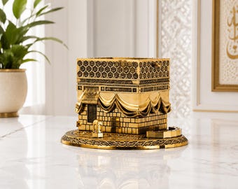 Gold Kaaba Replica Decoration | Islamic Calligraphy Table Ornament