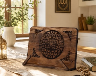 Soporte de madera para el Corán / Rehal plegable / Soporte para libros islámicos / Soporte para el Corán / Regalo de Ramadán y Eid / Regalo musulmán / Decoración de madera hecha a mano