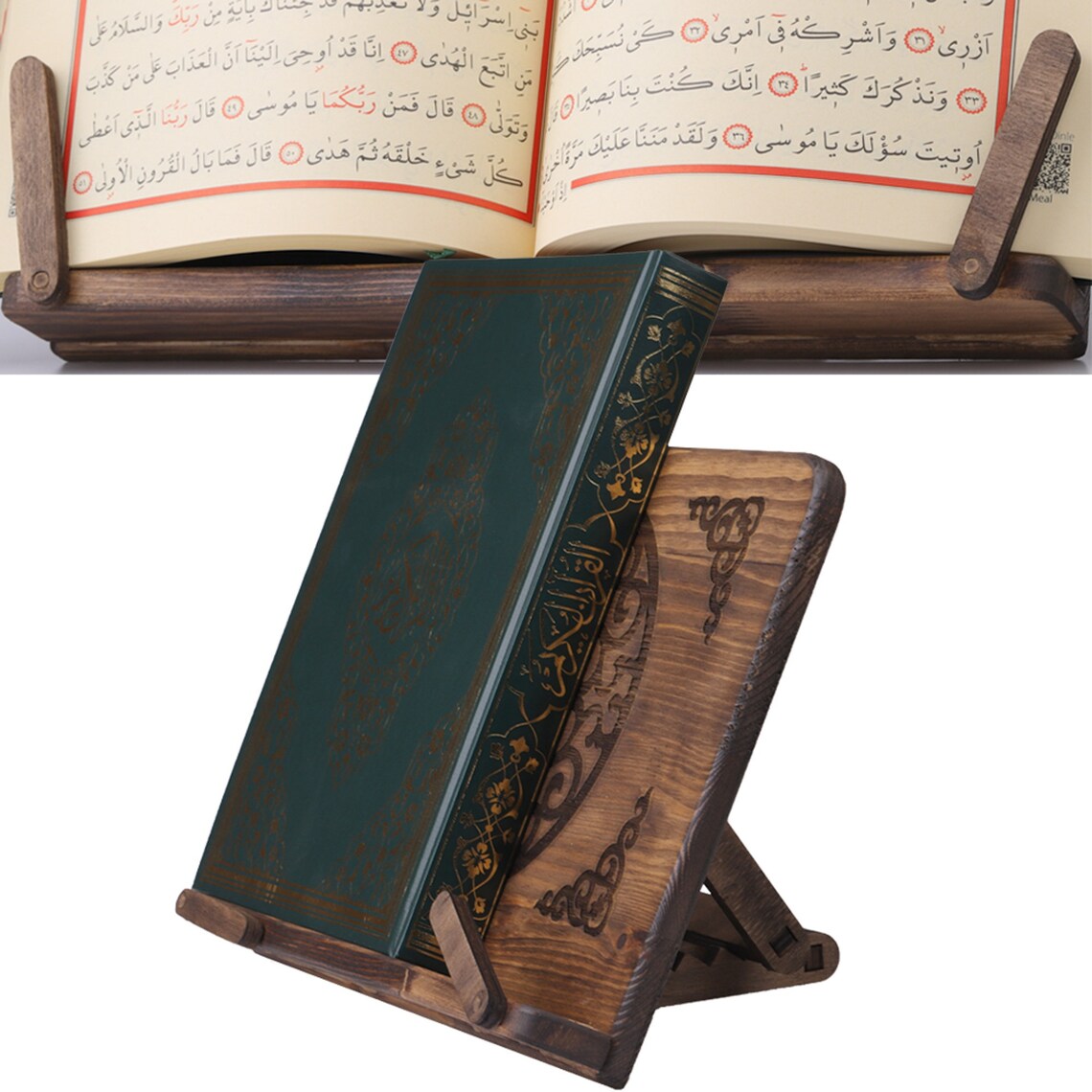 Portable Holy Quran Reading Desk, Book Reading Stand, Wooden Laptop