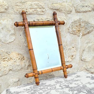Wall Mirror Bamboo Original back and glass 19th