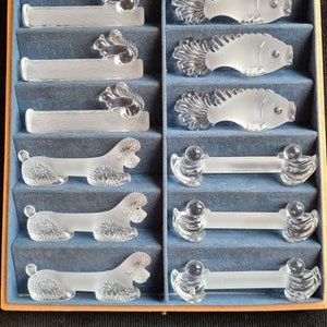 Set of 12 Rare glass knife holder 1920 art déco