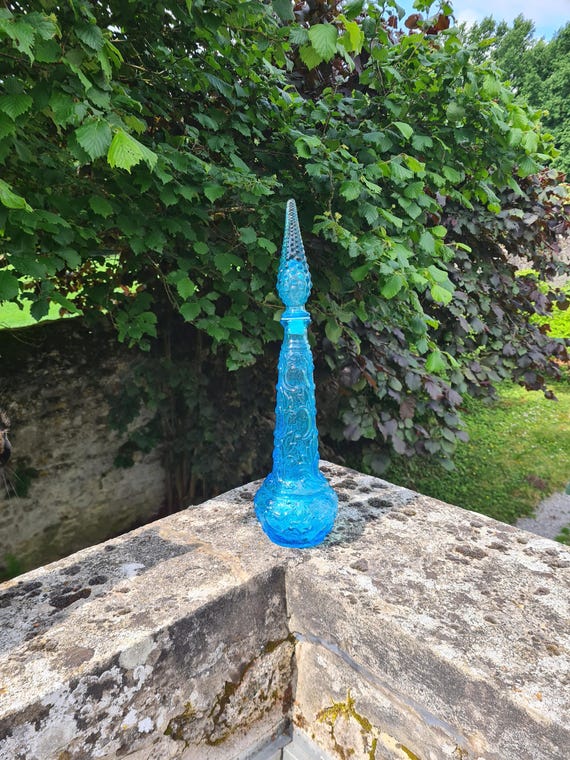 Empoli ice blue genie bottle decanter cherubs