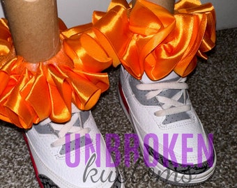 Orange Kids Tutu Ruffle Socks, Fluffy Tutu Socks, Baby/Toddler Ruffle Socks, Sockless Ruffle Socks, Tutu Anklets, Detachable Tutu Anklets