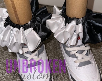 Black and White Kids Tutu Ruffle Socks, Fluffy Tutu Socks, Baby/Toddler Ruffle Socks, Tutu Anklets, Detachable/Sockless Tutu Anklets