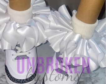 White Kids Tutu Ruffle Socks, Fluffy Tutu Socks, Baby/Toddler Ruffle Socks, Sockless Ruffle Socks, Tutu Anklets, Detachable Tutu Anklets