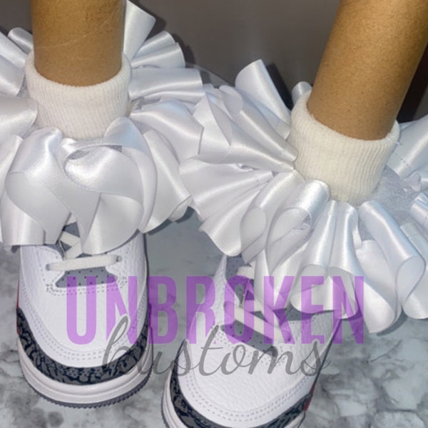 White Kids Tutu Ruffle Socks, Fluffy Tutu Socks, Baby/Toddler Ruffle Socks, Sockless Ruffle Socks, Tutu Anklets, Detachable Tutu Anklets