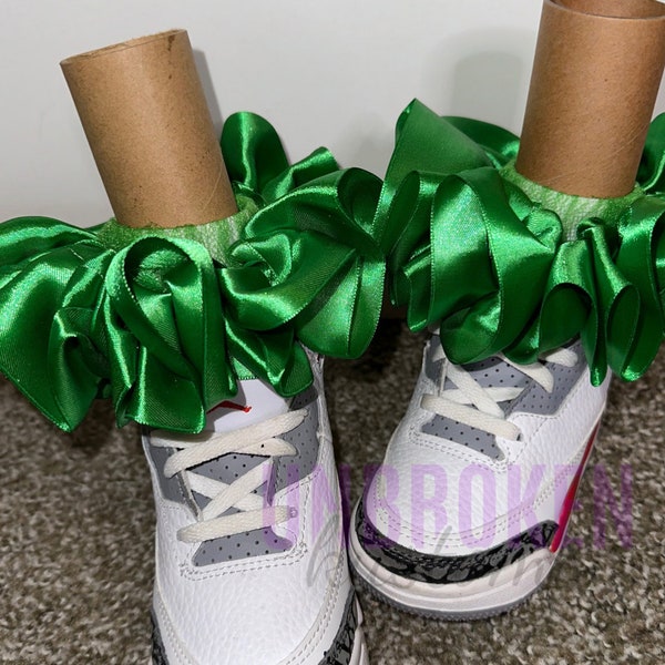 Green Kids Tutu Ruffle Socks, Fluffy Tutu Socks, Baby/Toddler Ruffle Socks, Sockless Ruffle Socks, Tutu Anklets, Detachable Tutu Anklets