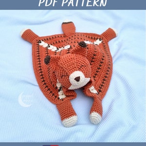 Crochet Lovey Pattern, Sleepy Fox Security Blanket, PDF Crochet Pattern, Woodland Animal Crochet Pattern for Baby, Amigurumi Fox Pattern