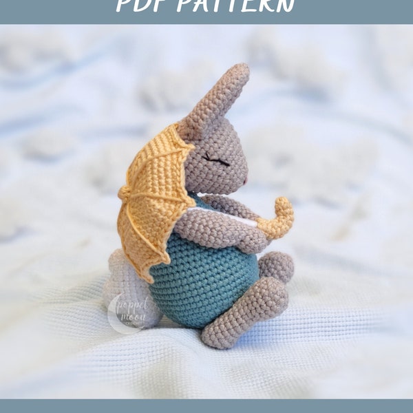 Amigurumi Bunny Crochet Pattern, Tiny Umbrella Crochet Pattern, Crochet Patterns Amigurumi Cute, Spring Amigurumi, Bunny Amigurumi, PDF, DIY