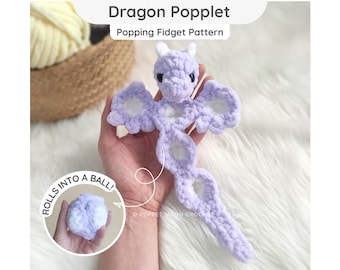 NO SEW Dragon Fidget Crochet Pattern, Small Interactive Popping Amigurumi Toy, Quick Plush Pocket Dragon, Soft Sensory Aid for Stress Relief