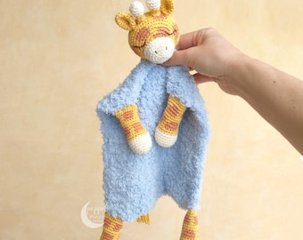 Crochet Pattern, Sleepy Giraffe Baby Lovey, Ragdoll Style Newborn Comforter, Amigurumi Animal Security Blanket, Safari Theme Soft Toy, PDF