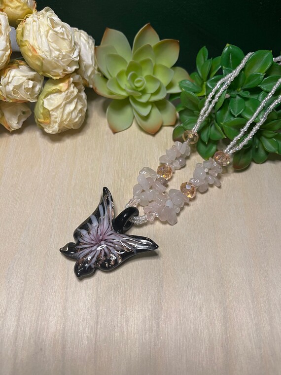 Butterfly Rose— Mixed Crystal Choker