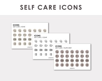 Assorted Mini Sheet Self Care Icon Planner Stickers | Minimal Functional Planner Stickers | Bullet Journal Stickers