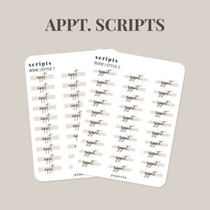 Scripts - Appt. - Minimal Planner Stickers - 3" x 4" Sticker Sheet