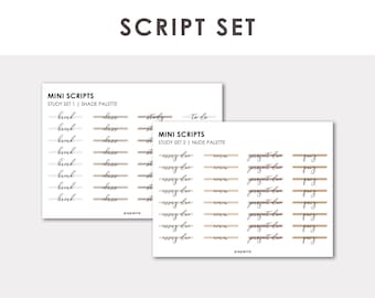 Mini Scripts - Study Planner Stickers | Minimal Functional Planner Stickers | Bullet Journal Stickers