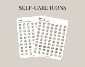 Assorted Icons - Self-Care - Minimal Planner Stickers - 3" x 4" Sticker Sheet