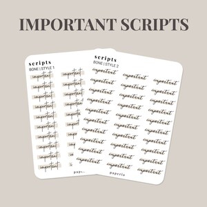 Script - Importante - Adesivi Planner minimi - Foglio di adesivi 3 "x 4".
