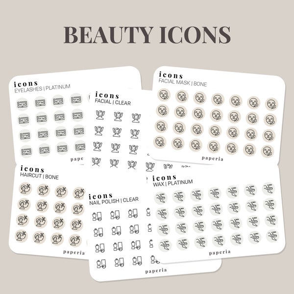 Single Icons - Beauty - Minimal Planner Stickers - 3" x 4" Sticker Sheet