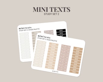 Mini Texts - Study Set 2 - Minimal Planner Stickers - 4" x 3" Sticker Sheet