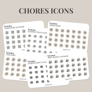 Single Icons - Chores - Minimal Planner Stickers - 3" x 4" Sticker Sheet