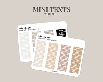 Mini Texts - Work Set 1 - Minimal Planner Stickers - 4" x 3" Sticker Sheet