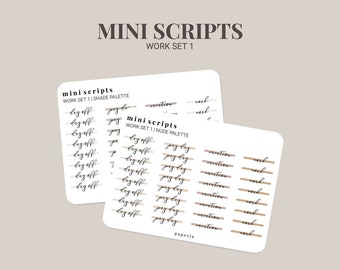 Mini Scripts - Work Set 1 - Minimal Planner Stickers - 4" x 3" Sticker Sheet