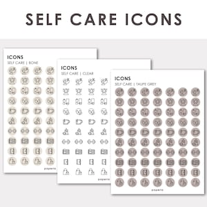 Assorted Self Care Icon Planner Stickers | Minimal Functional Planner Stickers | Bullet Journal Stickers