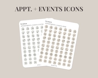 Assorted Icons - Appt & Events - Minimal Planner Stickers - 3" x 4" Sticker Sheet