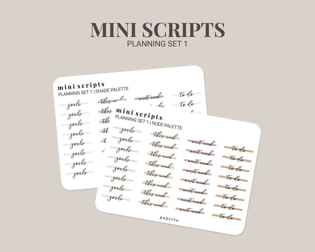 Mini Scripts Planning Set 1 Minimal Planner Stickers - Etsy