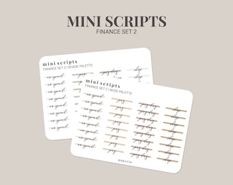 Mini Scripts - Finance Set 2 - Minimal Planner Stickers - 4" x 3" Sticker Sheet