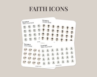 Single Icons - Faith - Minimal Planner Stickers - 3" x 4" Sticker Sheet