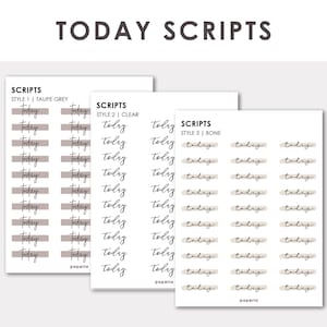 Scripts - Today Planner Stickers | Minimal Functional Planner Stickers | Bullet Journal Stickers