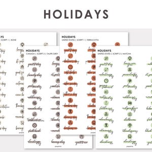 Holiday Icons + Scripts Planner Stickers | Minimal Functional Planner Stickers | Bullet Journal Stickers
