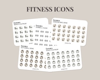 Single Icons - Fitness - Minimal Planner Stickers - 3" x 4" Sticker Sheet