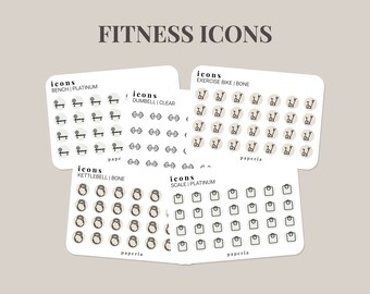 Single Icons - Fitness - Minimal Planner Stickers - 3" x 4" Sticker Sheet