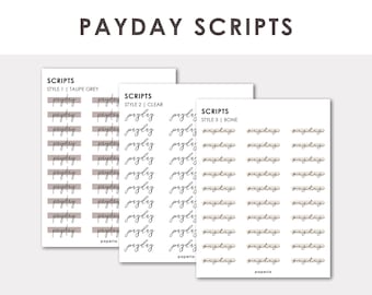 Scripts - Payday Planner Stickers | Minimal Functional Planner Stickers | Bullet Journal Stickers