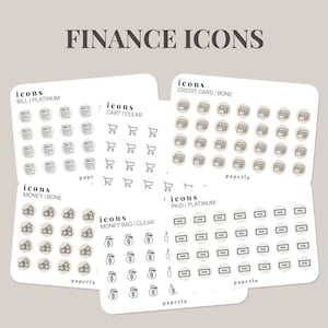 Single Icons - Finance - Minimal Planner Stickers - 3" x 4" Sticker Sheet