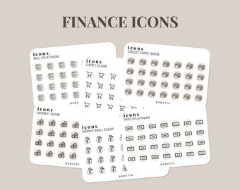 Single Icons - Finance - Minimal Planner Stickers - 3" x 4" Sticker Sheet
